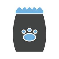 comida para mascotas i glifo icono azul y negro vector