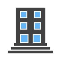 Office Building Glyph Blue and Black Icon vector