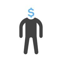 Money Oriented Glyph Blue and Black Icon vector
