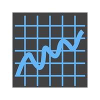 curva de campana en el icono azul y negro del glifo gráfico vector
