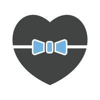 Heart shaped Gift Glyph Blue and Black Icon vector