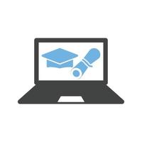Online Degree Glyph Blue and Black Icon vector