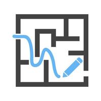 Finding Path Glyph Blue and Black Icon vector