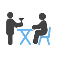 Waiter Serving Glyph Blue and Black Icon vector