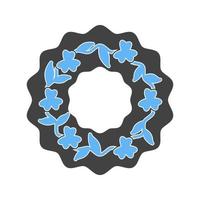 Roses Wreath Glyph Blue and Black Icon vector