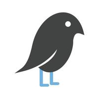 mascota pájaro glifo icono azul y negro vector