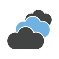 Multiple Cloud Servers Glyph Blue and Black Icon vector