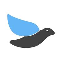 Dove Glyph Blue and Black Icon vector