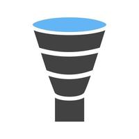 Funnel Chart Glyph Blue and Black Icon vector