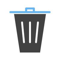 Trash Bin Glyph Blue and Black Icon vector