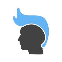 Hairstyle I Glyph Blue and Black Icon vector