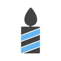 Lit Candle Glyph Blue and Black Icon vector