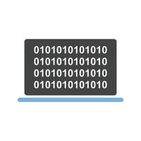 Computer Binary Code Glyph Blue and Black Icon vector