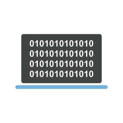 Computer Binary Code Glyph Blue and Black Icon