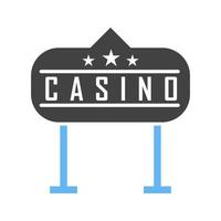 Casino Sign Glyph Blue and Black Icon vector