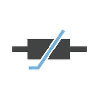 Thermistor Glyph Blue and Black Icon vector