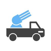 Missile Truck Glyph Blue and Black Icon vector