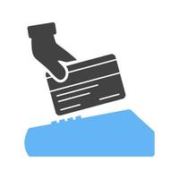 Using Credit Card Glyph Blue and Black Icon vector