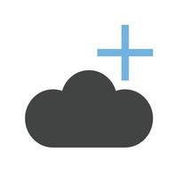 Add Cloud Glyph Blue and Black Icon vector