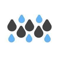 glifo lluvioso icono azul y negro vector