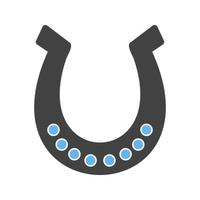 Horse Shoe Glyph Blue and Black Icon vector