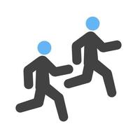 Running Race Glyph Blue and Black Icon vector