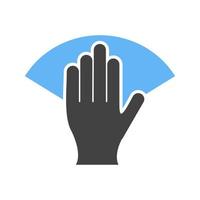Wipe with Hand Glyph Blue and Black Icon vector