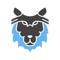 Wolf Face Glyph Blue and Black Icon vector