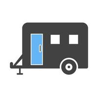 Trailer Glyph Blue and Black Icon vector