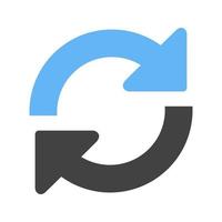 Refresh Page Glyph Blue and Black Icon vector