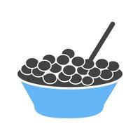 Bowl of Cranberries Glyph Blue and Black Icon vector