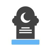 Grave III Glyph Blue and Black Icon vector