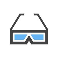 3D glasses Glyph Blue and Black Icon vector