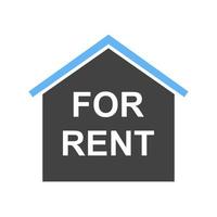 For Rent House Glyph Blue and Black Icon vector