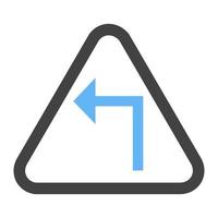Sharp left turn Glyph Blue and Black Icon vector