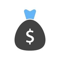 Money bag Glyph Blue and Black Icon vector