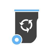 Recycle Bin Glyph Blue and Black Icon vector