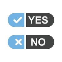 Yes No Option Glyph Blue and Black Icon vector