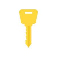 Key security vector icon door. House lock and safe home protection. Metal sign privacy secure. Gold silhouette isolated white and shape business access. Simple yellow tool for padlock and shiny sign