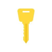 Key security vector icon door. House lock and safe home protection. Metal sign privacy secure. Gold silhouette isolated white and shape business access. Simple yellow tool for padlock and shiny sign