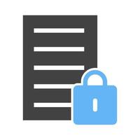 Secure Data Glyph Blue and Black Icon vector