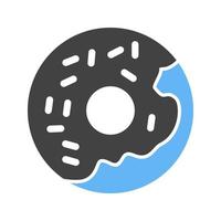 donut glifo icono azul y negro vector