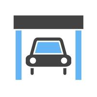 Car in Garage Glyph Blue and Black Icon vector