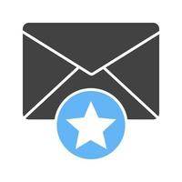 Favorite Mail Glyph Blue and Black Icon vector