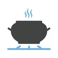 cocinando en estufa glifo icono azul y negro vector