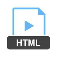 html glifo icono azul y negro vector