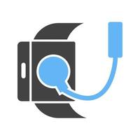 USB Charger Glyph Blue and Black Icon vector