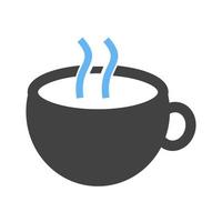 café caliente glifo icono azul y negro vector