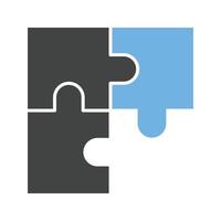 Solve Puzzle Glyph Blue and Black Icon vector