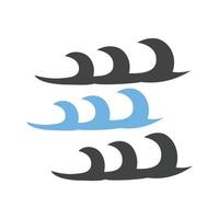 Waves II Glyph Blue and Black Icon vector